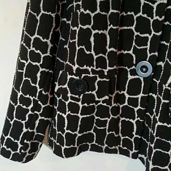 JM collection L large black white top Blazer jacket top animal print jacket - Picture 4 of 7
